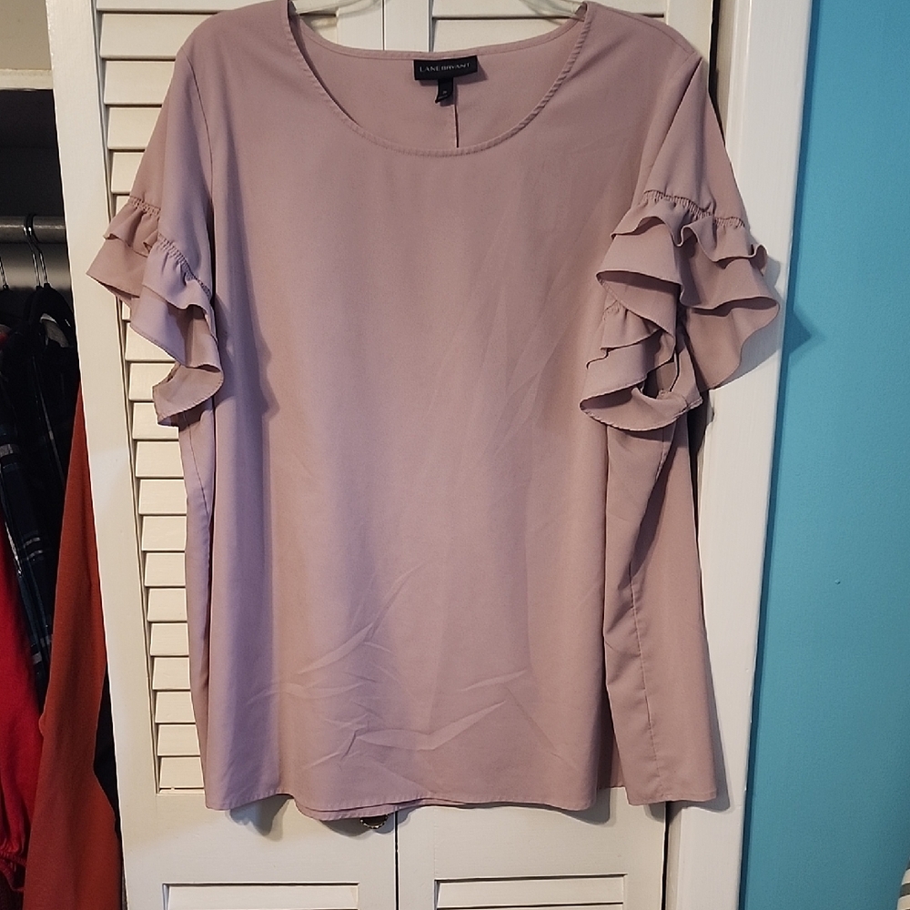 Lane Bryant Mauve Ruffle Sleeve Blouse